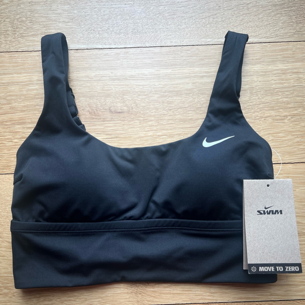 Nike Black Swim Top with White Swoosh